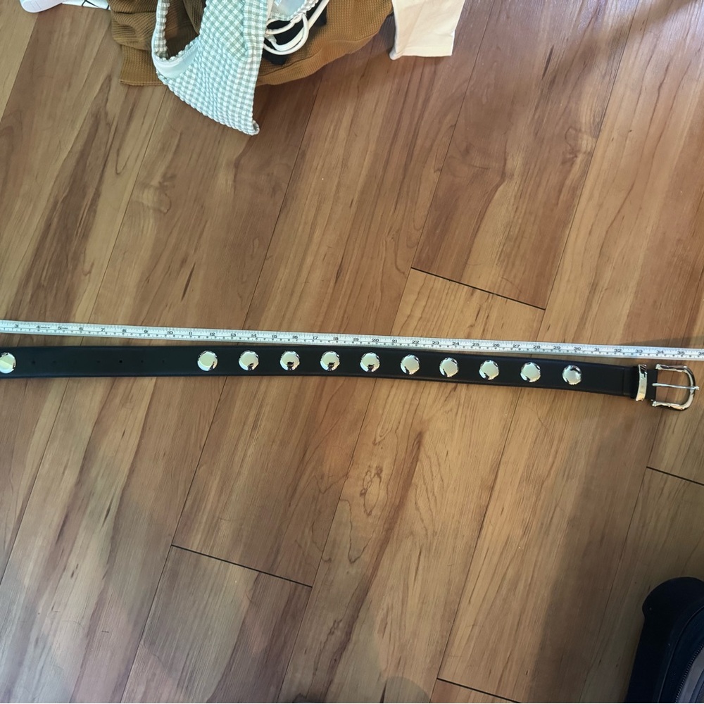 Lisa Says Gah- Black Studded Leather Belt with Silver Hardware